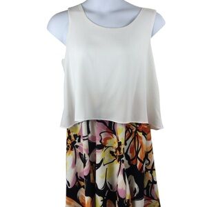 Avenue Multicolor Floral Design Dress with white top, Size 14/16